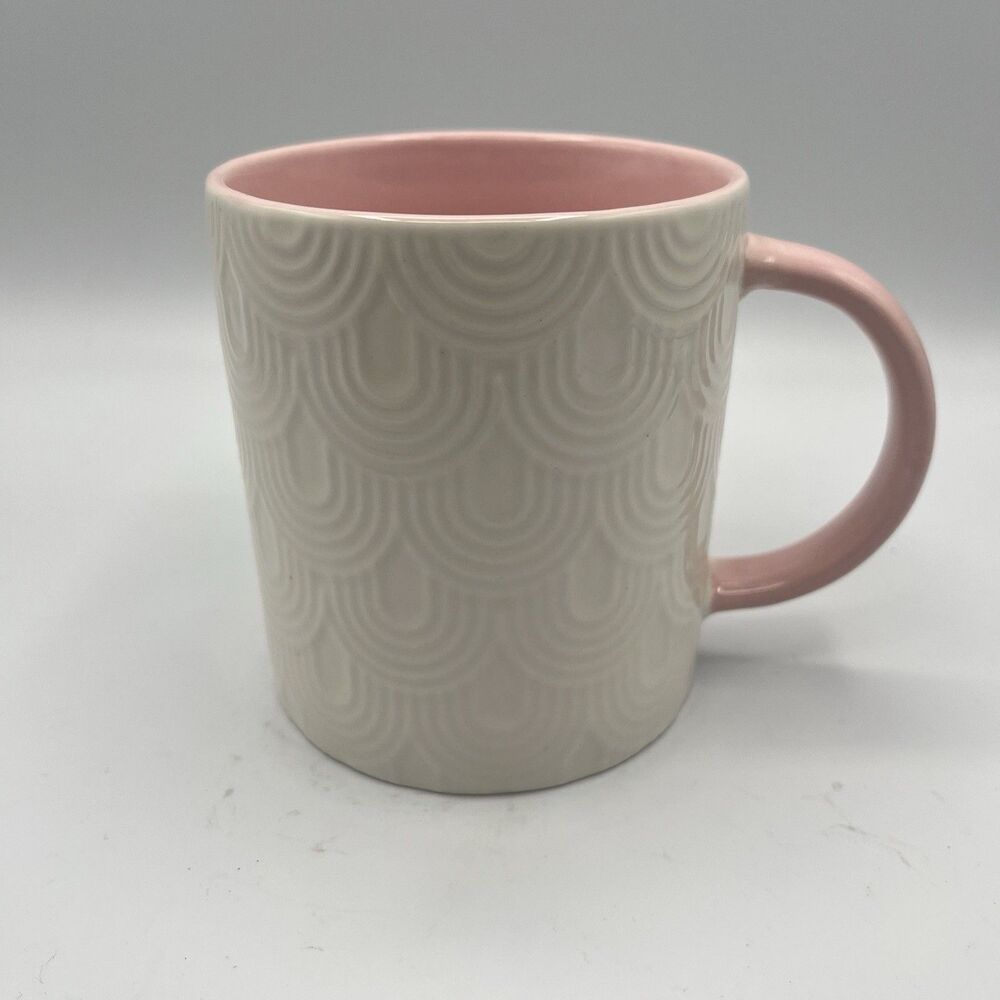 Papyrus Coffee MUG OR TEA Cup PINK INTERIOR AND HANDLE LOGO CREAM